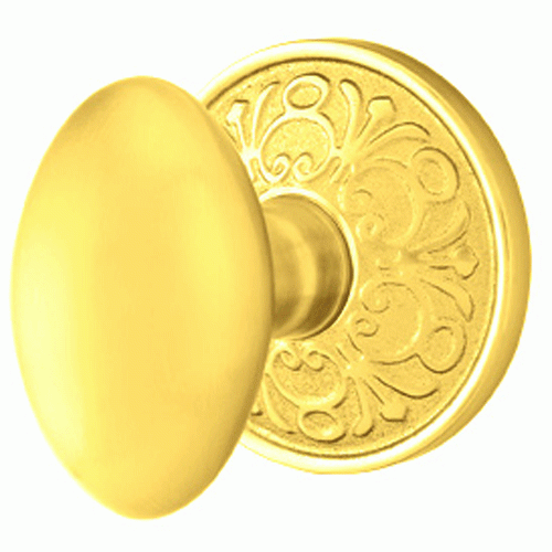 Solid Brass Egg Door Knob Set With Lancaster Rosette (Several Finish Options) EMTEK