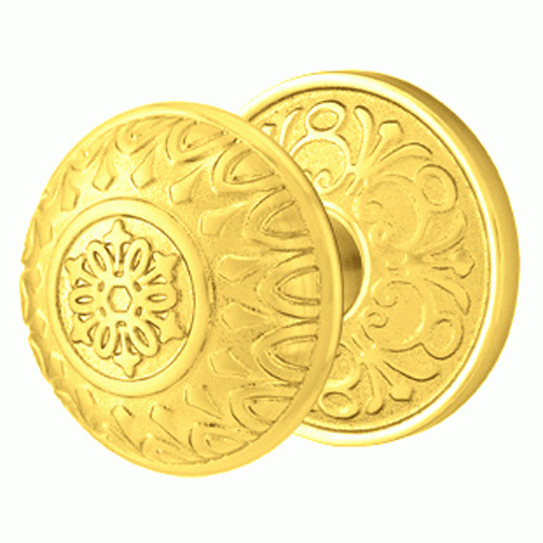 Solid Brass Lancaster Door Knob Set With Lancaster Rosette (Several Finish Options) EMTEK