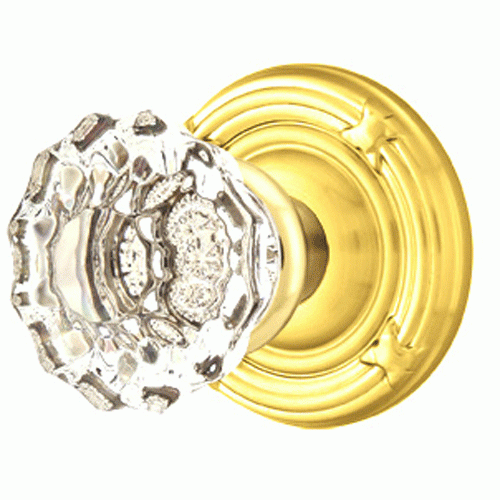 Emtek Crystal Astoria Door Knob Set With Ribbon & Reed Rosette (Several Finish Options) EMTEK