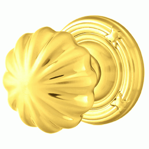 Solid Brass Melon Door Knob Set With Ribbon & Reed Rosette (Several Finish Options) EMTEK