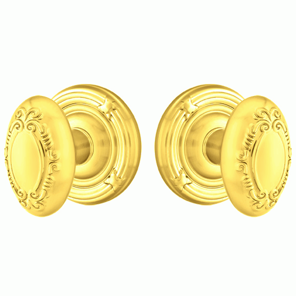 Solid Brass Victoria Door Knob Set With Ribbon & Reed Rosette (Several Finish Options) EMTEK