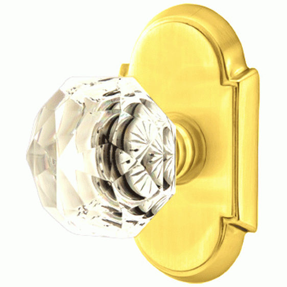 Diamond Crystal Door Knob Set With # 8 Rosette (Several Finish Options) EMTEK