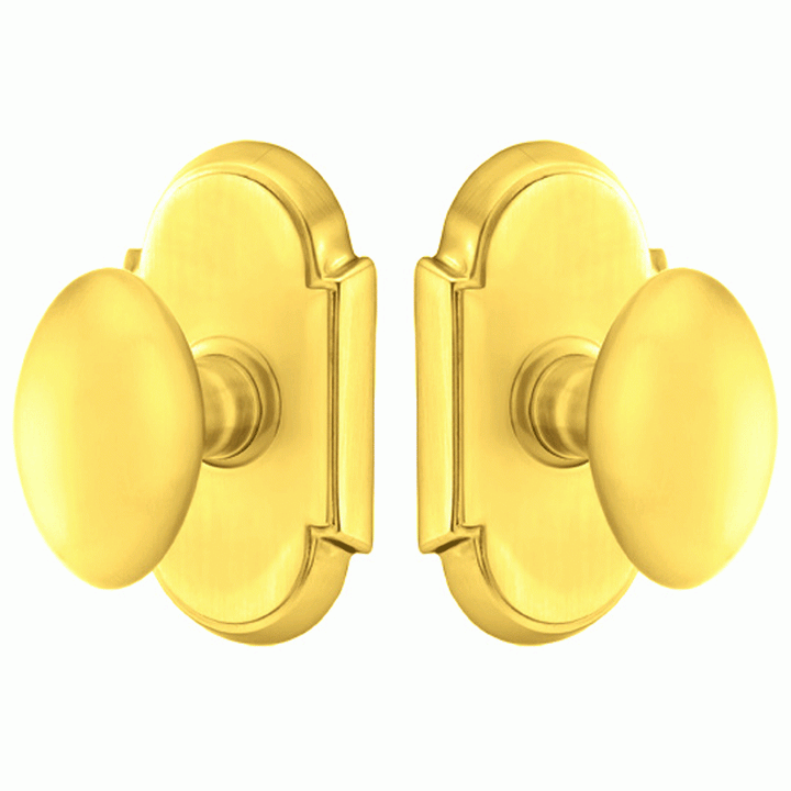 Solid Brass Egg Door Knob Set With # 8 Rosette (Several Finish Options) EMTEK