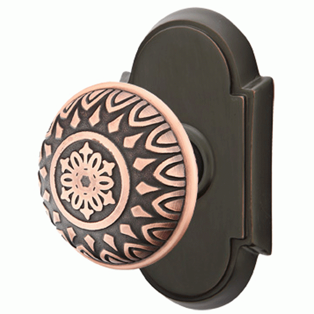 Solid Brass Lancaster Door Knob Set With # 8 Rosette (Several Finish Options) EMTEK