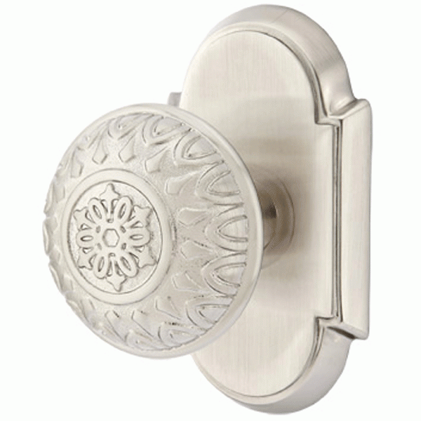 Solid Brass Lancaster Door Knob Set With # 8 Rosette (Several Finish Options) EMTEK