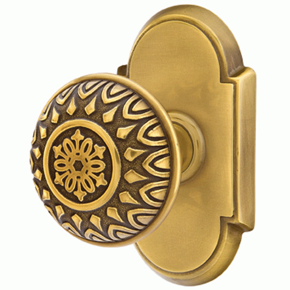 Solid Brass Lancaster Door Knob Set With # 8 Rosette (Several Finish Options) EMTEK