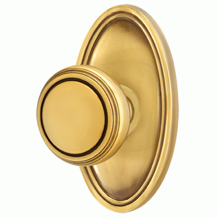 Solid Brass Norwich Door Knob Set With Oval Rosette (Several Finish Options) EMTEK