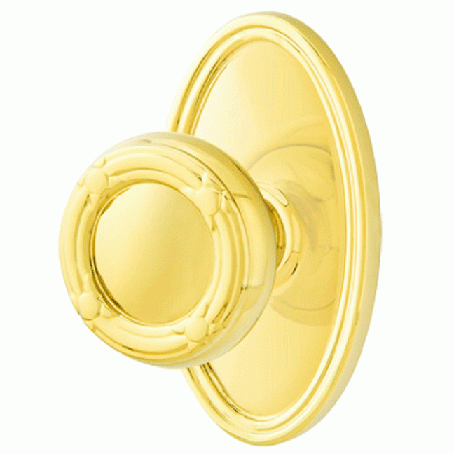 Solid Brass Ribbon & Reed Door Knob Set With Oval Rosette (Several Finish Options) EMTEK