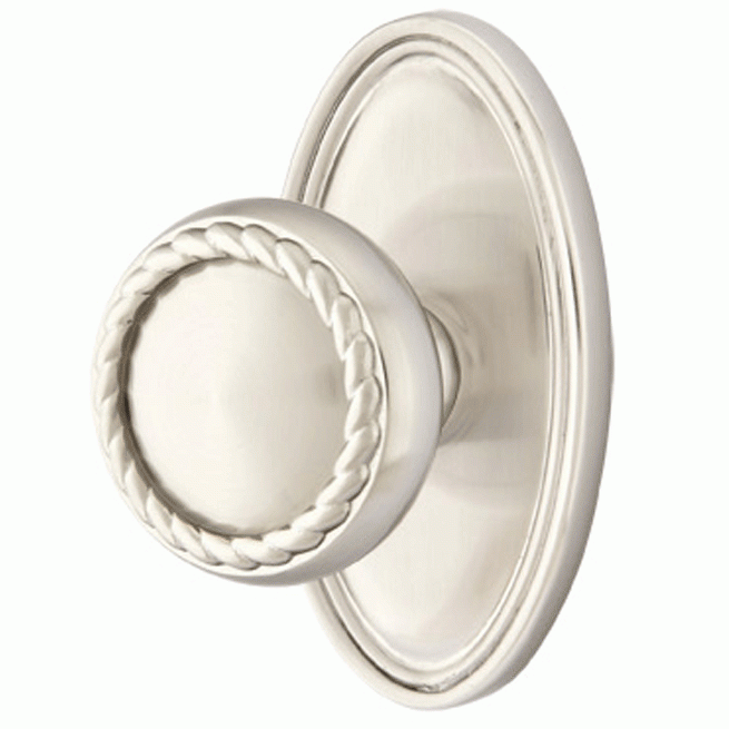 Solid Brass Rope Door Knob Set With Oval Rosette (Several Finish Options) EMTEK