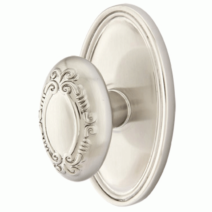 Solid Brass Victoria Door Knob Set With Oval Rosette (Several Finish Options) EMTEK