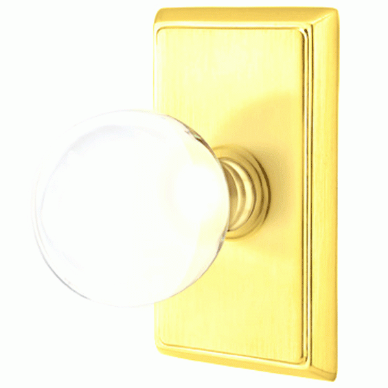 Crystal Bristol Door Knob Set With Rectangular Rosette (Several Finish Options) EMTEK