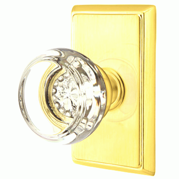 Crystal Door Hardware - Georgetown Privacy Door Knob with Rectangular Rose in Flat Black - 8221GTUS19 - Emtek Hardware EMTEK