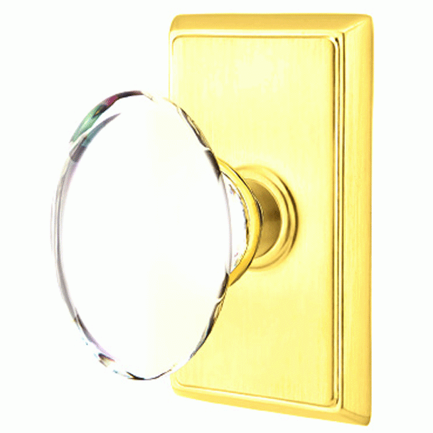 Crystal Hampton Door Knob Set With Rectangular Rosette (Several Finish Options) EMTEK