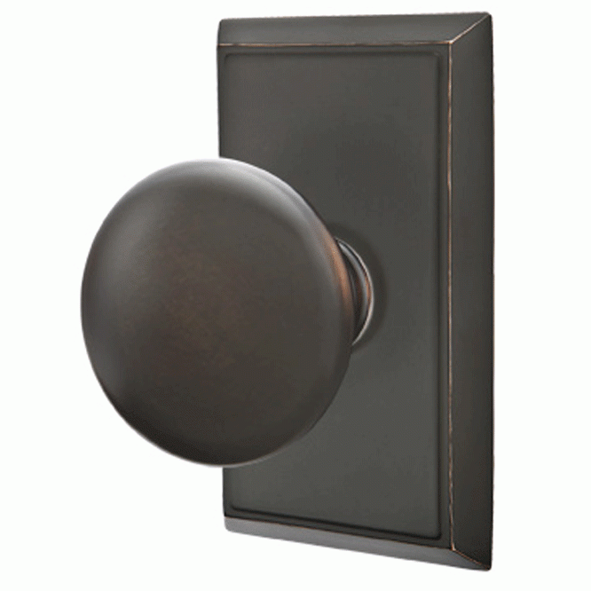 Solid Brass Providence Door Knob Set With Rectangular Rosette (Several Finish Options) EMTEK