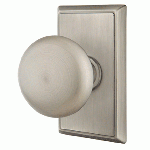 Solid Brass Providence Door Knob Set With Rectangular Rosette (Several Finish Options) EMTEK