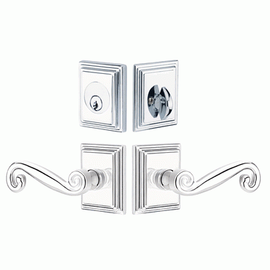 Emtek Solid Brass Rustic Door Lever Deadbolt with Wilshire Rosette (Polished Chrome Finish) EMTEK