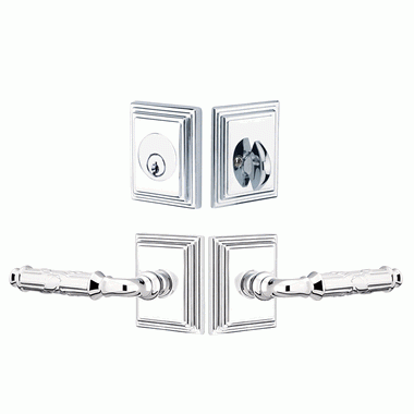 Emtek Solid Brass Ribbon & Reed Door Lever Deadbolt with Wilshire Rosette (Polished Chrome Finish) EMTEK