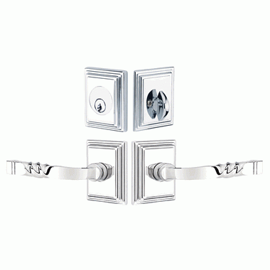 Emtek Solid Brass Santa Fe Door Lever Deadbolt with Wilshire Rosette (Polished Chrome Finish) EMTEK