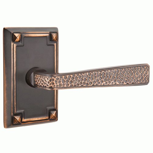 Emtek Craftsman Style Hammered Lever With Rectangular Rosette (Many Finishes Available) EMTEK