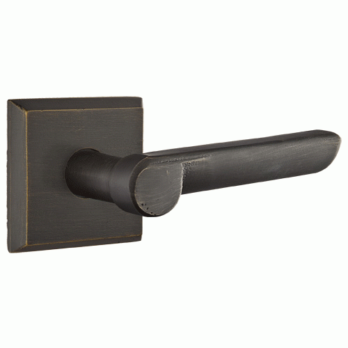 Sandcast Aurora Lever With Square Rosette EMTEK