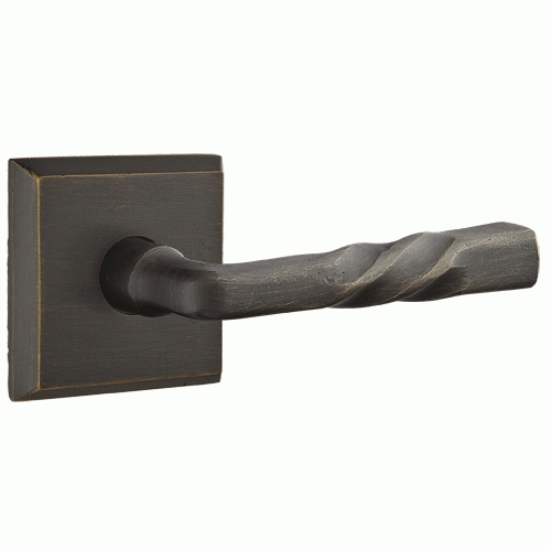 Solid Brass Sandcast Montrose Lever With Square Rosette EMTEK