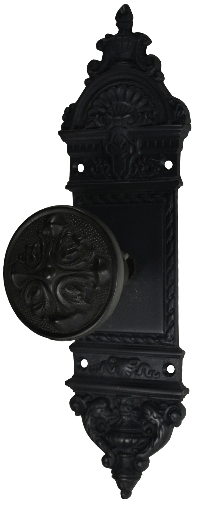 L'Enfant Small Backplate Door Set with Romanesque Door Knobs (Several Finishes Available) COPPER MOUNTAIN HARDWARE