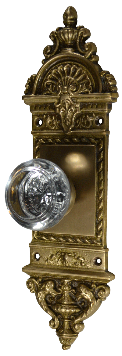 L'Enfant Small Backplate Door Set with Crystal Round Door Knobs (Several Finishes Available) COPPER MOUNTAIN HARDWARE