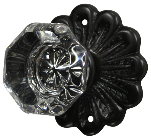 Maltesia Flower Rosette Door Set with Crystal Octagon Door Knobs (Several Finishes Available) COPPER MOUNTAIN HARDWARE