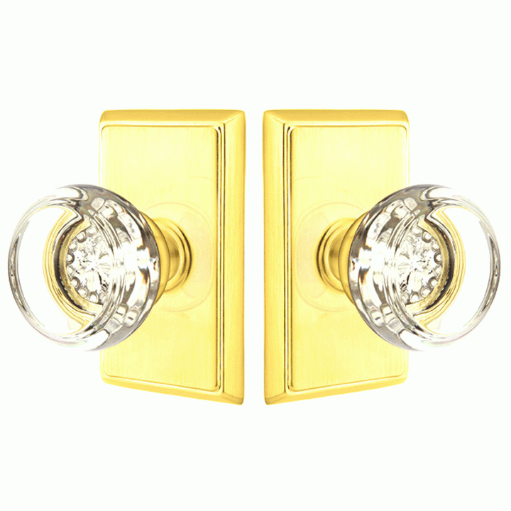 Crystal Georgetown Door Knob Set With Rectangular Rosette (Several Finish Options) EMTEK