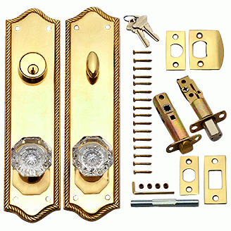 Georgian Roped Oval Deadbolt Entryway Set (Polished Brass Finish) COPPER MOUNTAIN HARDWARE