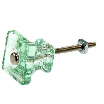 1 1/4 Inch Square Depression Green Glass Knobs COPPER MOUNTAIN HARDWARE