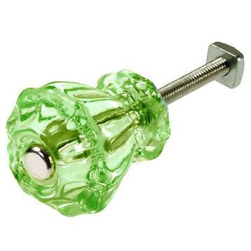 Astoria 1 1/4 Inch Depression Green Decagon Teardrop Glass Knob COPPER MOUNTAIN HARDWARE