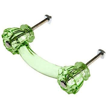 Astoria 4 1/4 Inch Overall (3 Inch c-c) Depression Green Decagon Teardrop Shape Glass Pulls COPPER MOUNTAIN HARDWARE