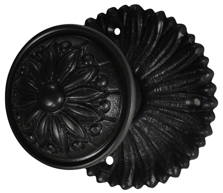 French Provincial Rosette Door Set with Floral Imprint Door Knobs (Several Finishes Available) COPPER MOUNTAIN HARDWARE