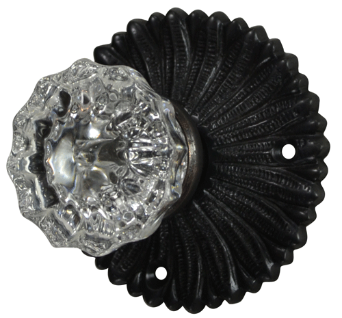 French Provincial Rosette Door Set with Crystal Fluted Door Knobs (Several Finishes Available) COPPER MOUNTAIN HARDWARE