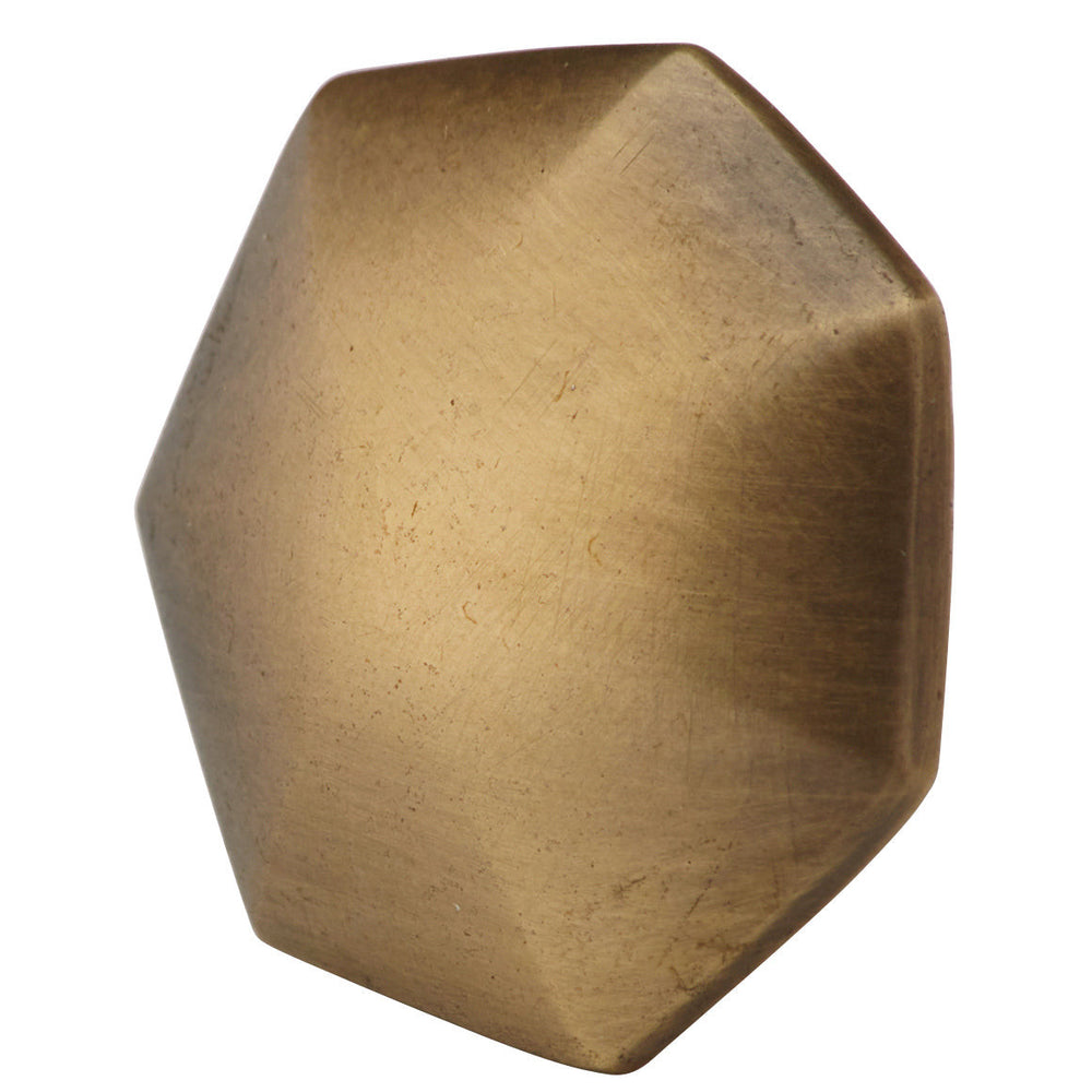 1 3/8 Inch Solid Brass Heptagonal Cabinet Knob (Antique Brass Finish) COPPER MOUNTAIN HARDWARE