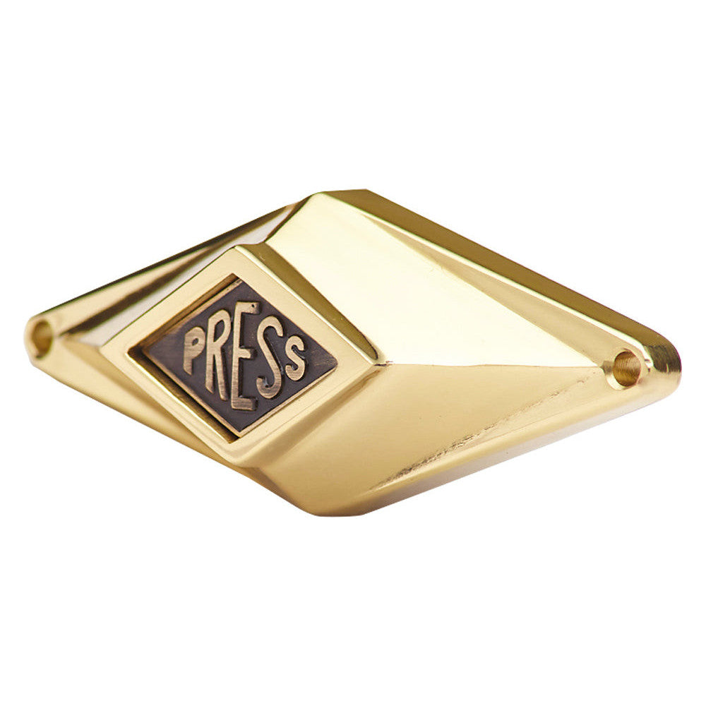 3 1/4 Inch Solid Brass Art Deco Diamond Doorbell (Polished Brass Finish) COPPER MOUNTAIN HARDWARE