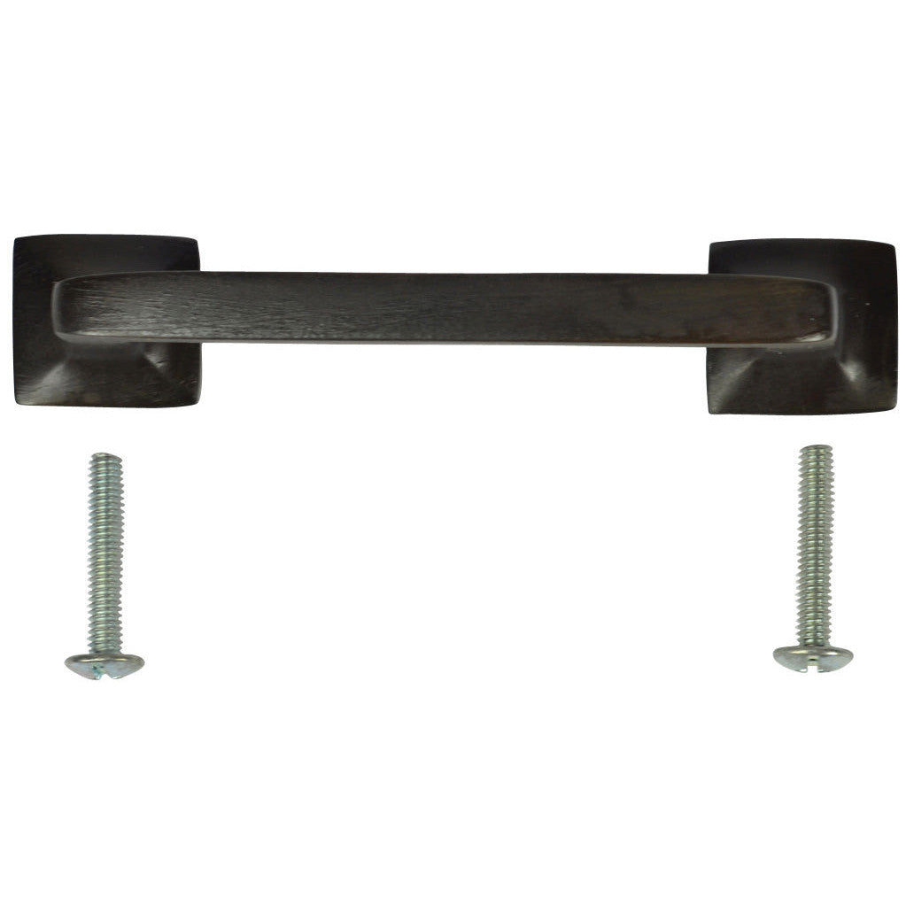 4 1/4 Inch Overall (3 Inch c-c) Solid Brass Square Traditional Pull (Oil Rubbed Bronze Finish) COPPER MOUNTAIN HARDWARE