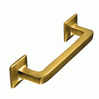 4 1/4 Inch Overall (3 Inch c-c) Solid Brass Square Traditional Pull (Antique Brass Finish) COPPER MOUNTAIN HARDWARE