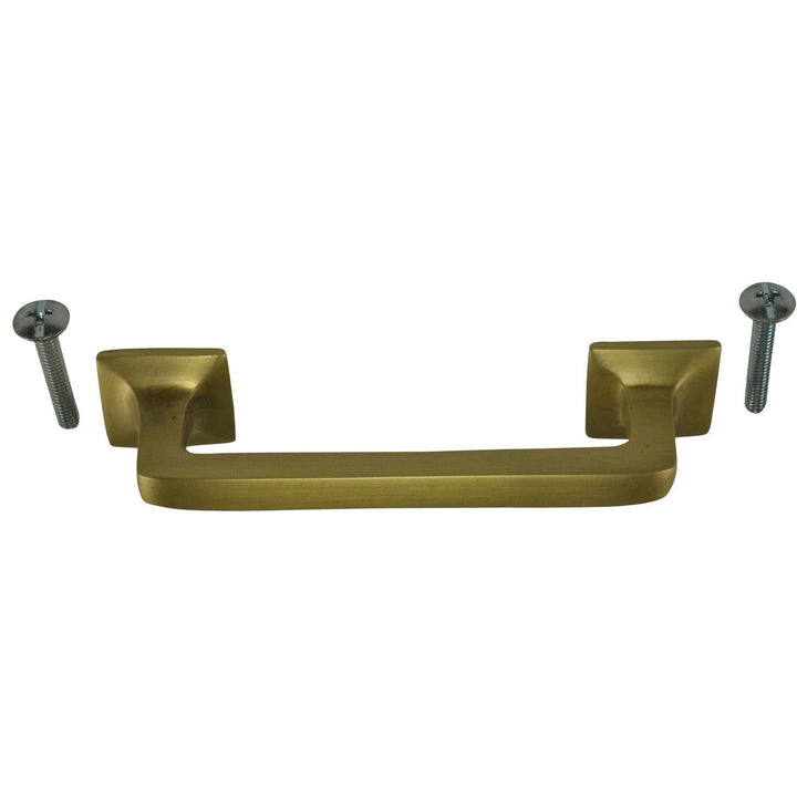 4 1/4 Inch Overall (3 Inch c-c) Solid Brass Square Traditional Pull (Antique Brass Finish) COPPER MOUNTAIN HARDWARE