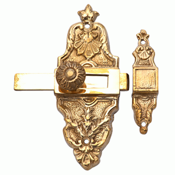 4 5/8 Inch Tall French Door or Cabinet Slide Bolt Latch (Lacquered Brass Finish) COPPER MOUNTAIN HARDWARE