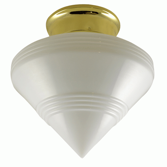 Art Deco Glass Shade Overhead Light Fixture (Polished Brass Finish) Copper Mountain Hardware