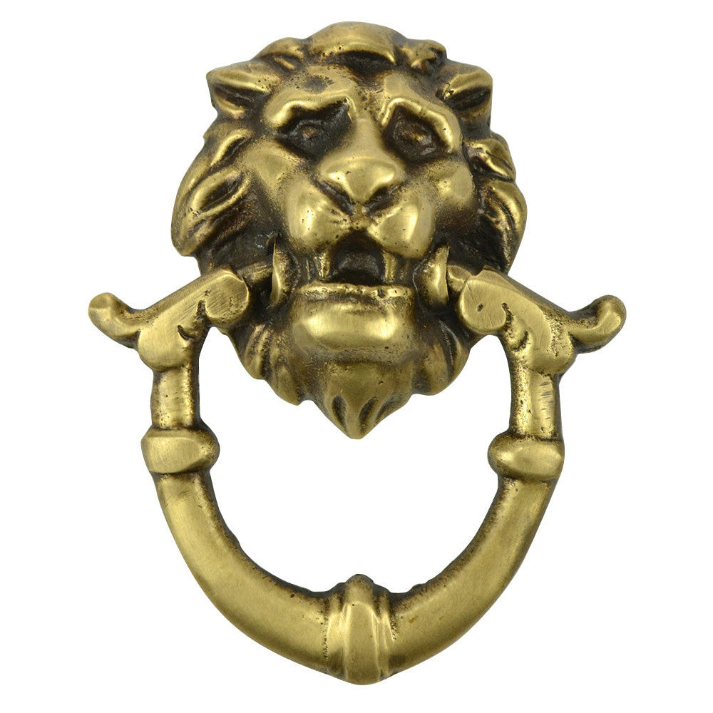 2 4/5 Inch Solid Brass Baroque / Rococo Lion Drop Pull (Antique Brass Finish) COPPER MOUNTAIN HARDWARE