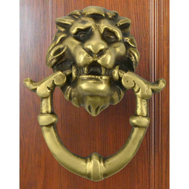 2 4/5 Inch Solid Brass Baroque / Rococo Lion Drop Pull (Antique Brass Finish) COPPER MOUNTAIN HARDWARE