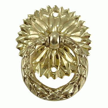 2 Inch Solid Brass Radiant Leaves Drawer Ring Pull Polished Brass COPPER MOUNTAIN HARDWARE