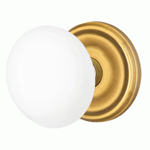 Emtek Ice White Porcelain Door Knob Set With Regular Rosette (Several Finishes Available) EMTEK