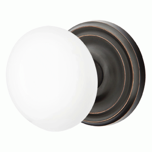 Emtek Ice White Porcelain Door Knob Set With Regular Rosette (Several Finishes Available) EMTEK