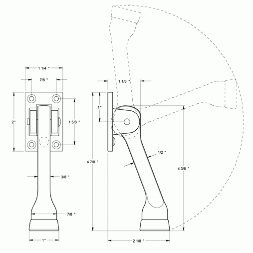 4 Inch Solid Brass Kickdown Door Holder (Polished Brass Finish) DELTANA