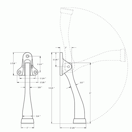 5 Inch Solid Brass Kickdown Door Holder (Brushed Nickel Finish) DELTANA