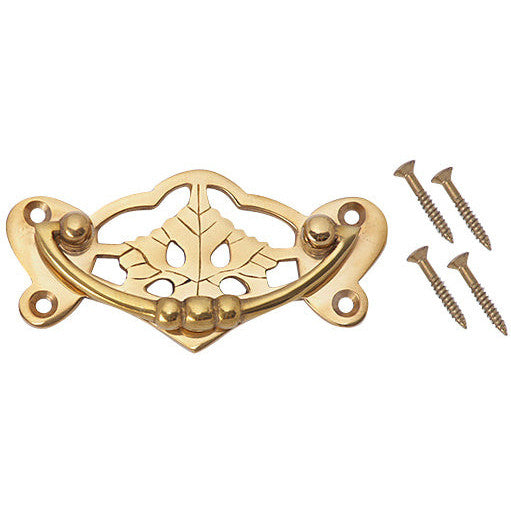 4 Inch Solid Brass Ornate Broken Leaf Bail Pull Polished Brass Finish COPPER MOUNTAIN HARDWARE